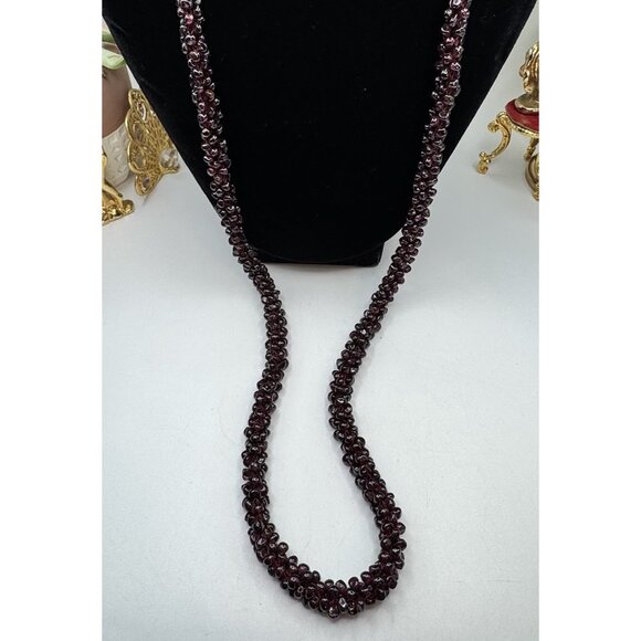 Stunning Natural Red Garnet Nugget Beaded Long Necklace 34" - Picture 4 of 11